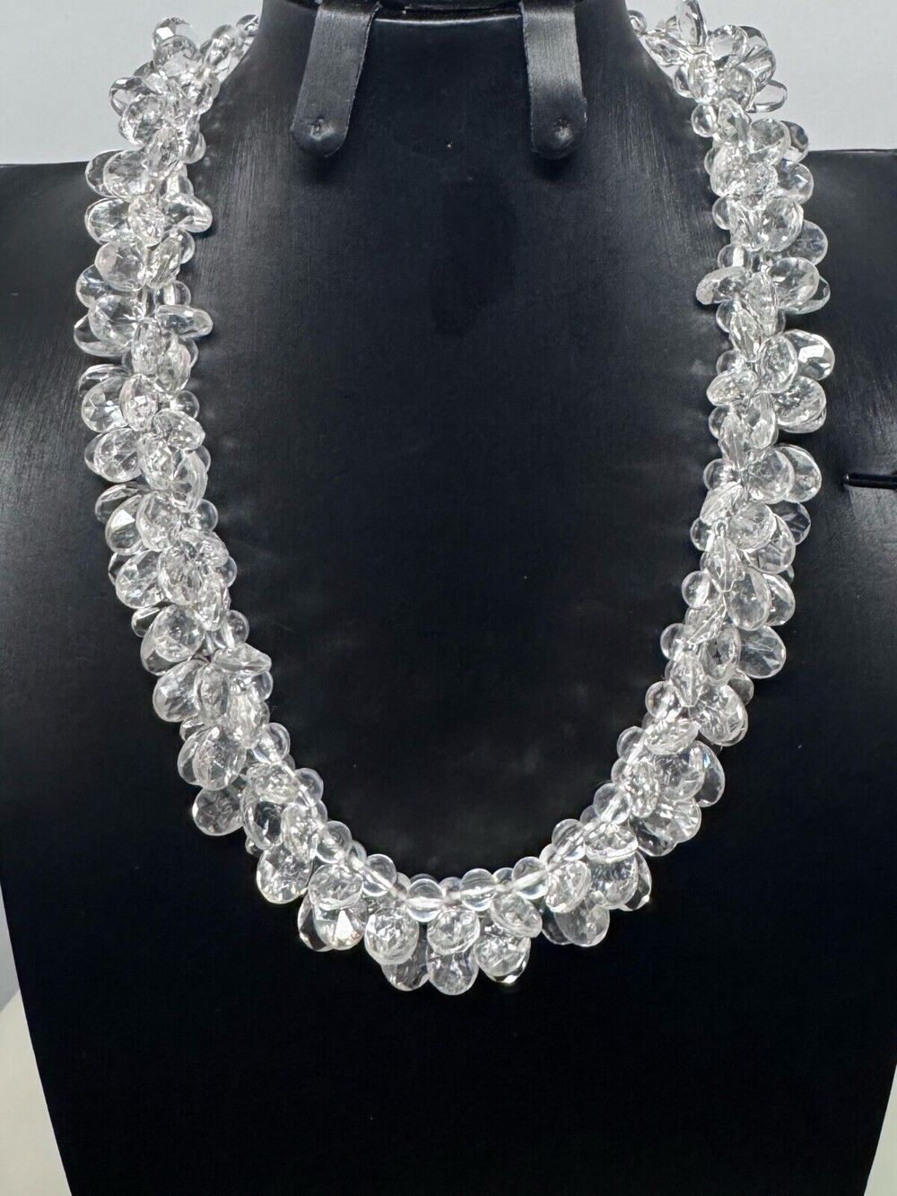 Vintage Hong Kong Clear Acrylic Cluster Necklace 16” with Hook Closure